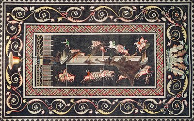 Representation of a mosaic discovered in Lyon depicting Circus games, 1806 by Francois Artaud